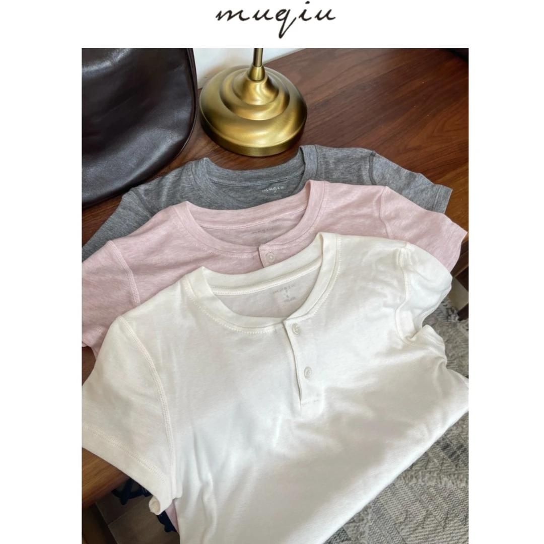 青慕知湫 《书卷亨利领》莱赛尔羊毛舒适感透气T恤