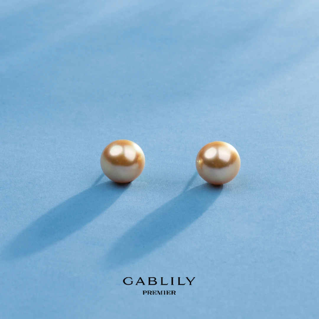 珈白丽【昕昕专属】珈白丽 海水珍珠金珠S925银耳饰13-14mm经典款