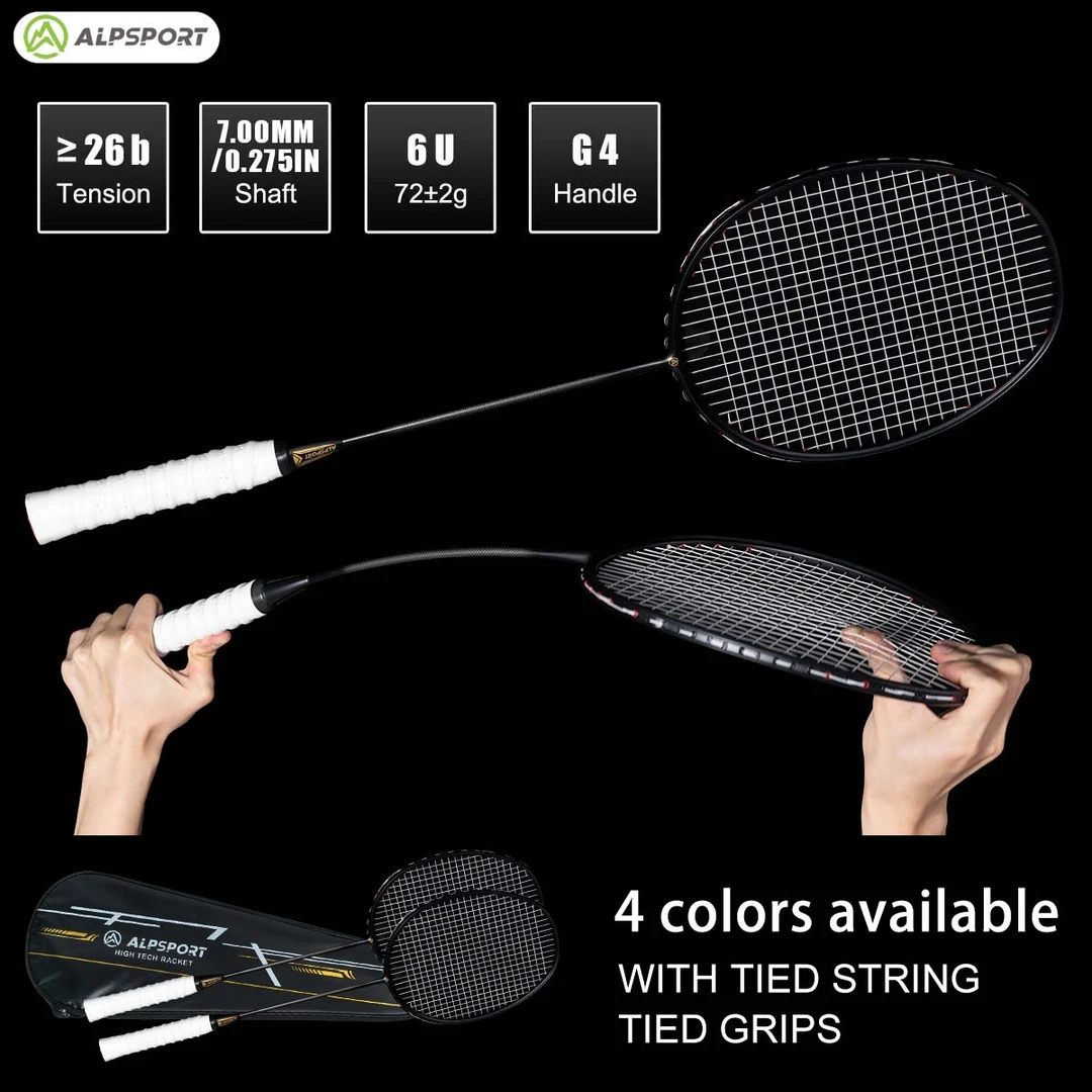 【清仓】【双支】ALPSPORT奥斯伯小黑拍羽毛球拍6U超轻新手训练