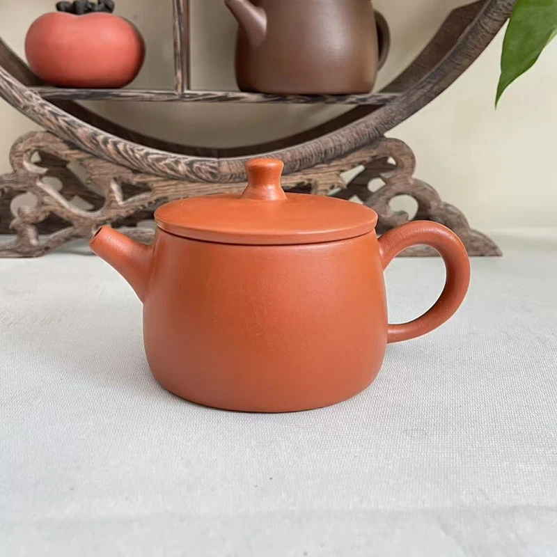潮州朱泥汉瓦壶炮嘴半手工泡茶壶紫砂茶壶冲罐120毫升