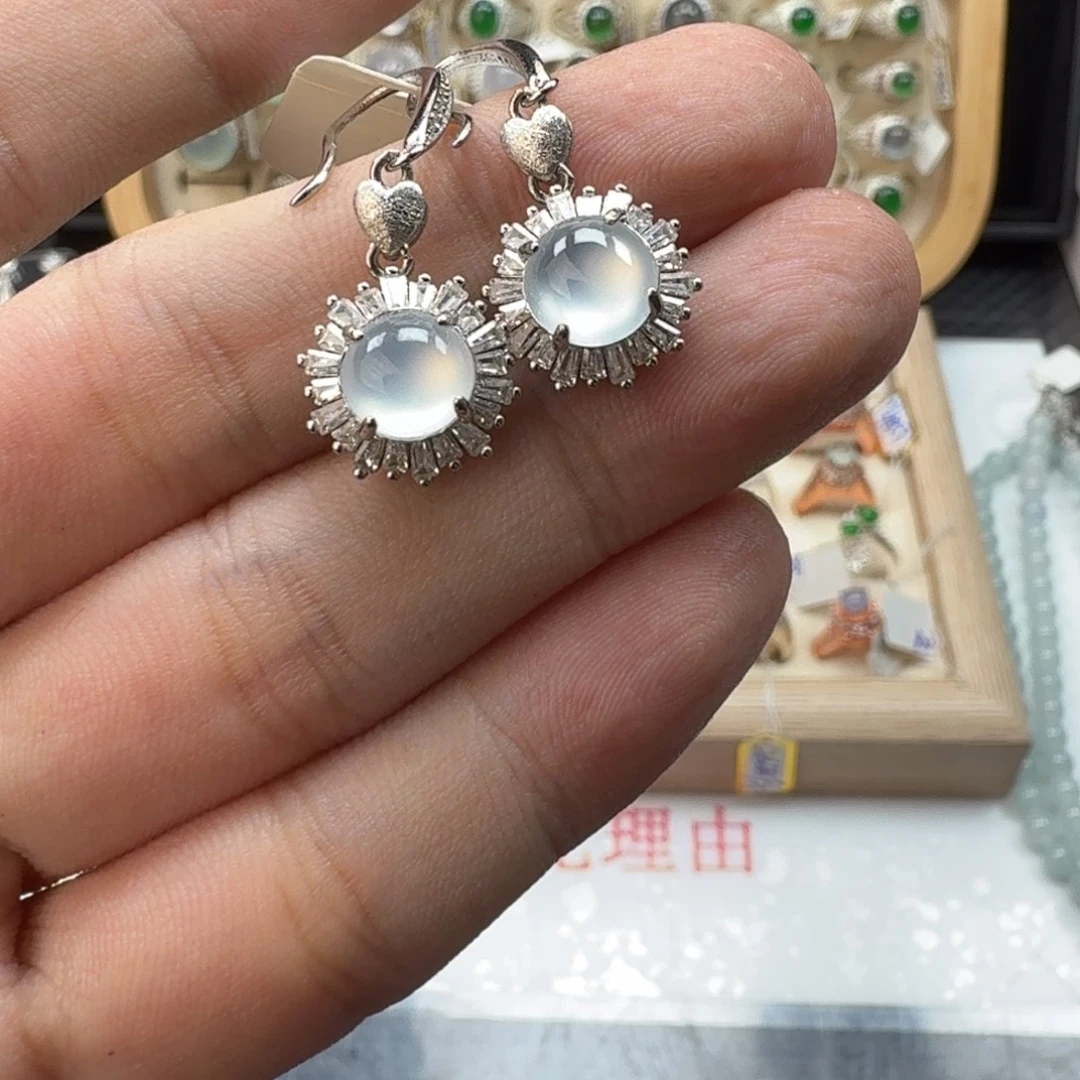 翡翠银S925镶嵌戒指天然缅甸翡翠A货