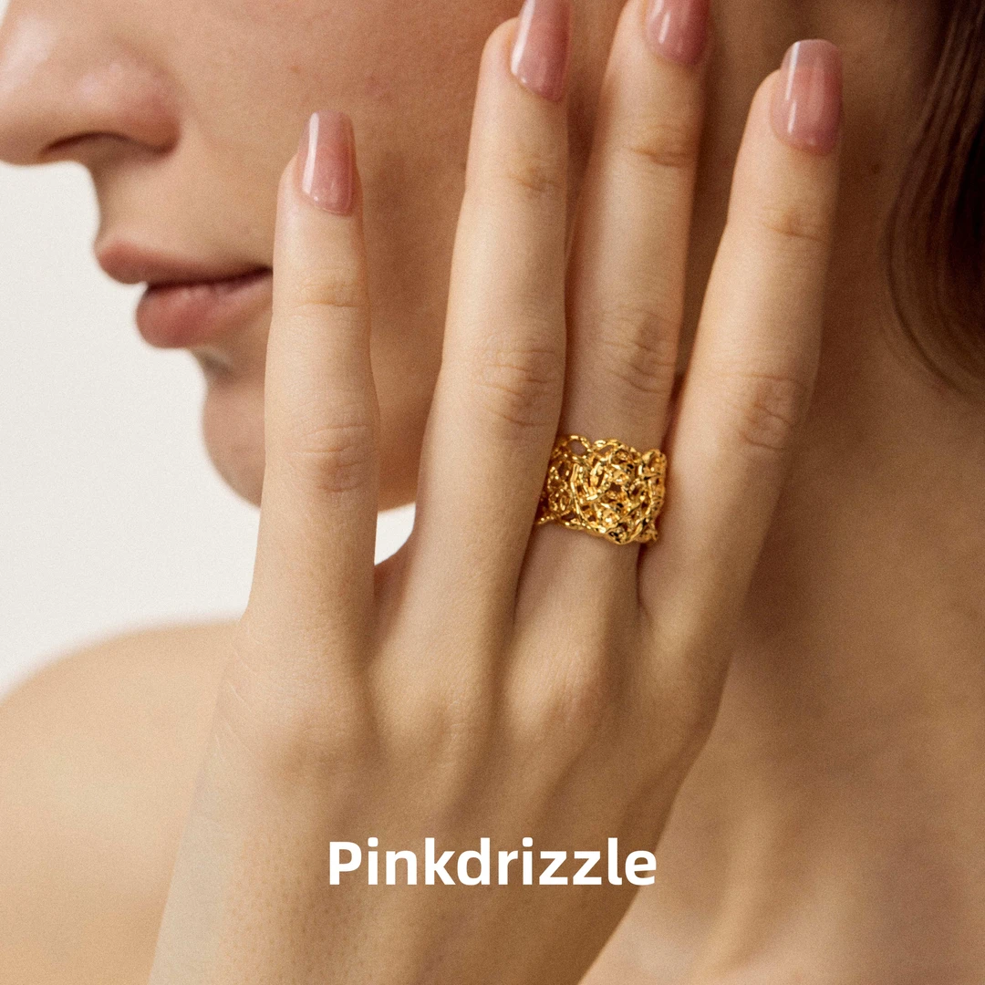 Pinkdrizzle 铜合金戒指 【王曼昱同款】蔓生繁花编织可调节戒指