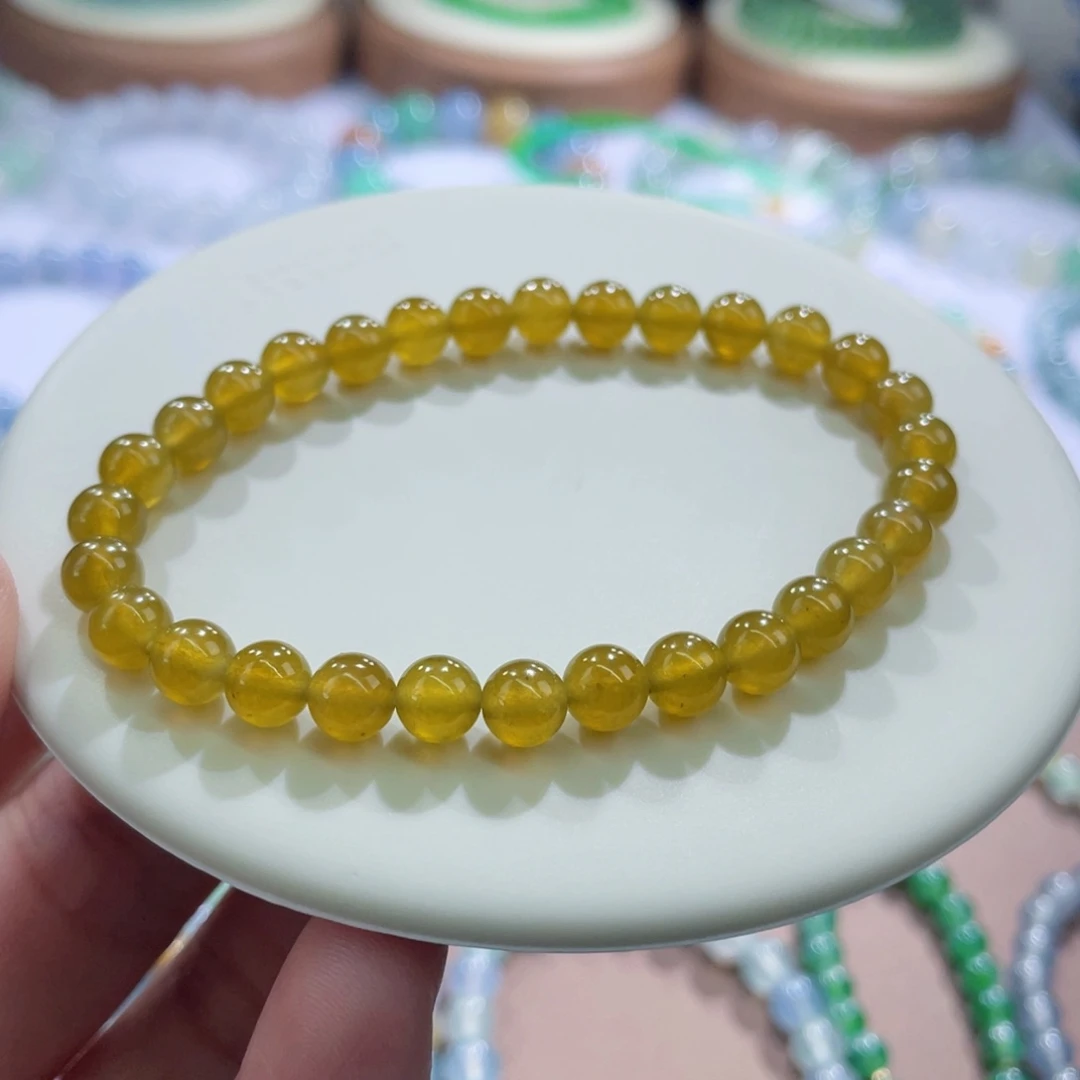 未镶嵌手链翡翠高种高色茶黄卡6