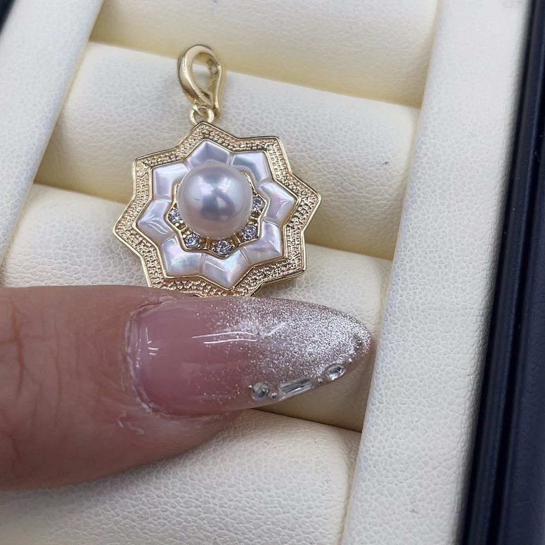 海水珍珠银S925镶嵌颈饰