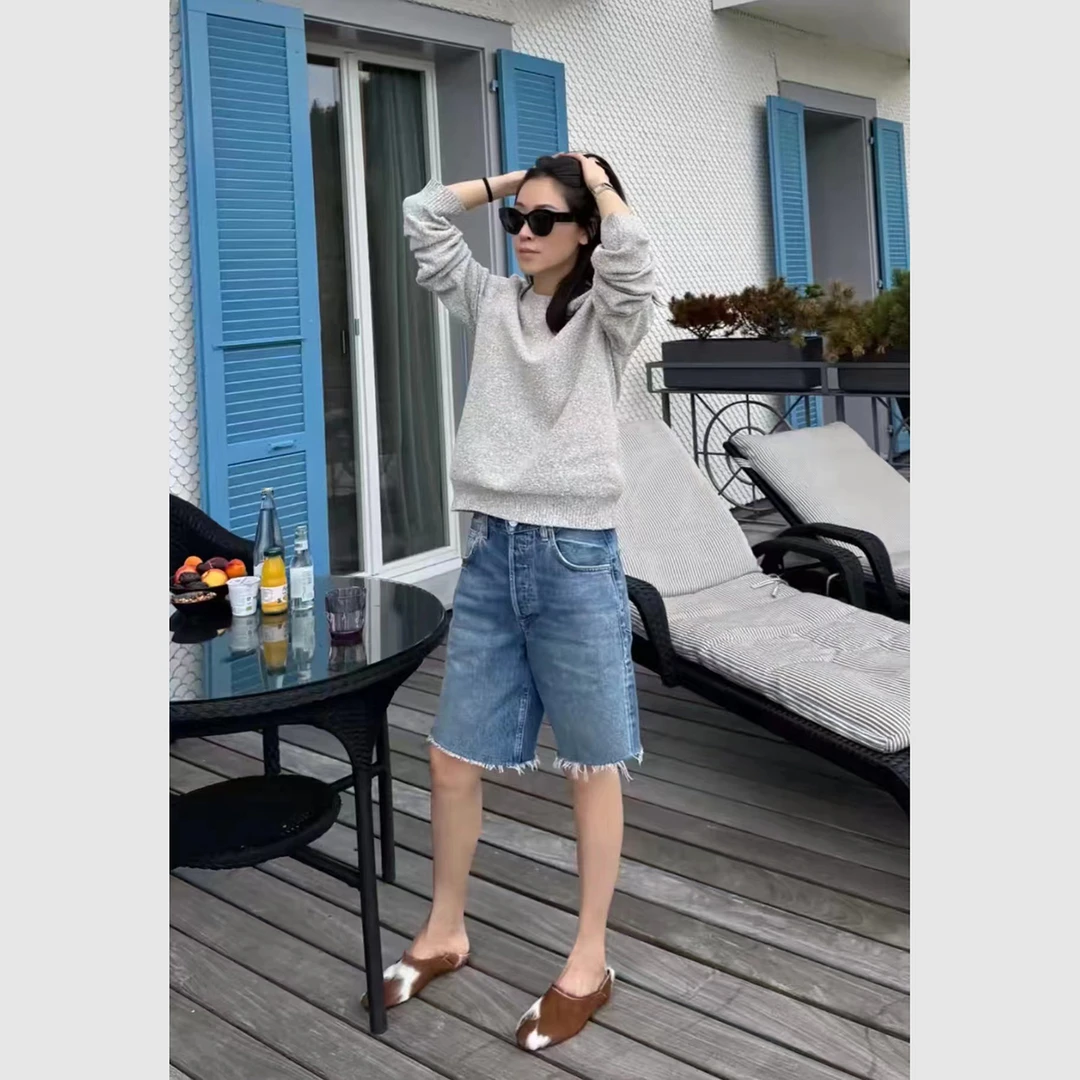 【FELOCCA】毛边浅蓝直筒牛仔中裤CC2412