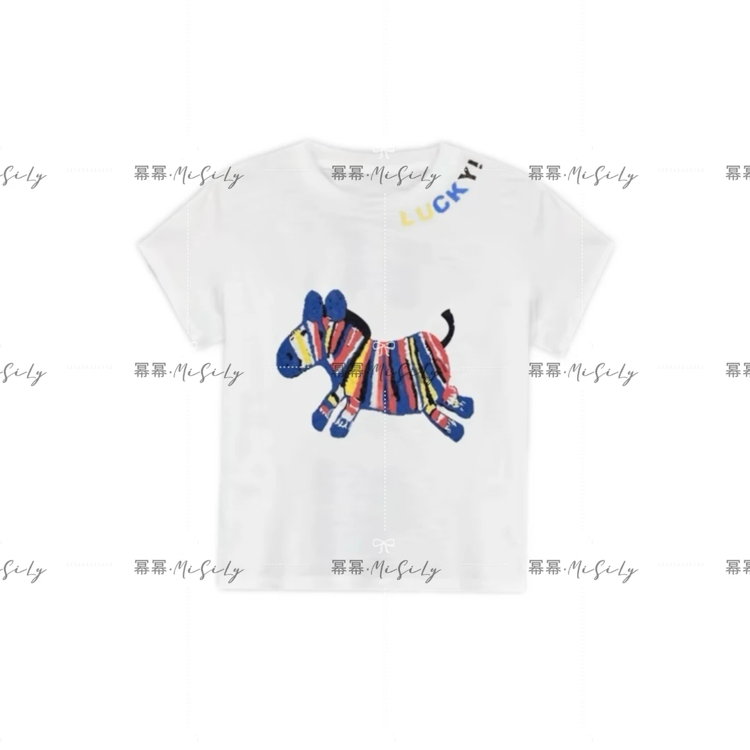 【彩绘木马】印花短袖女2025夏季新款时尚减龄百搭修身T恤衫