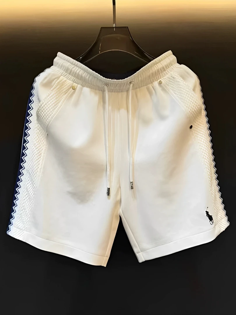 直筒裤提花夏季短裤米色短裤男轻奢潮流法式山本风