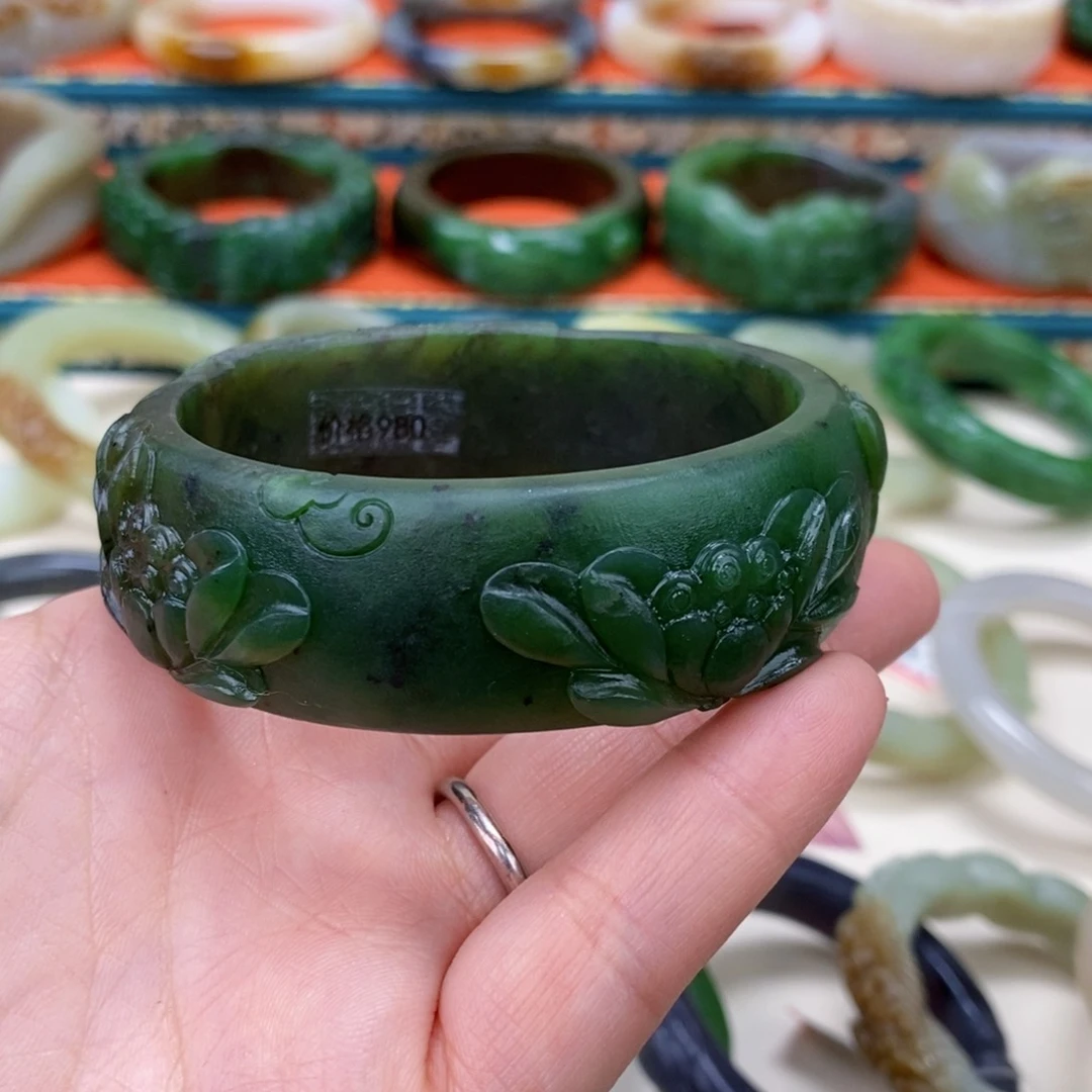 和田玉手镯61定制未镶嵌凡**墨