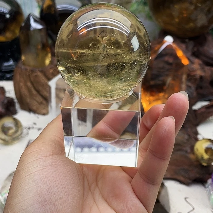 黄晶未镶嵌珠宝半成品黄晶球5.6cm