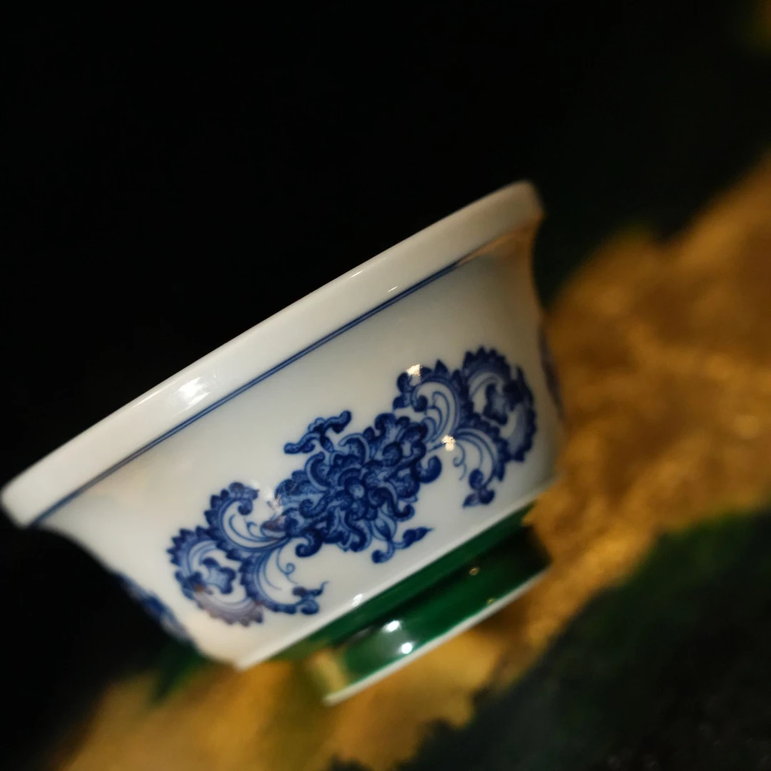 【雲梦】瓷唐里-帝王绿缠枝莲中号压手杯