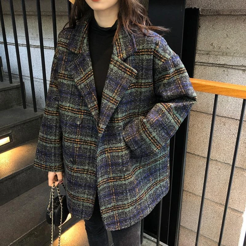 格子外套女2025年秋冬新款韩版复古洋气减龄小香风呢子外套女春秋