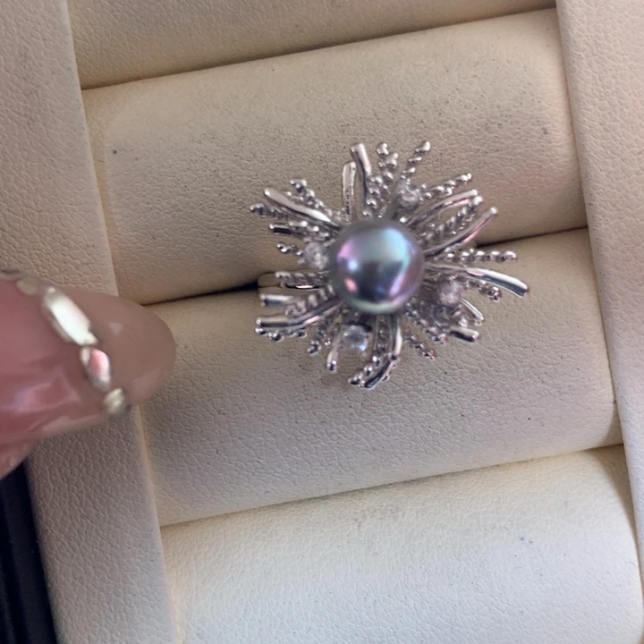 银S925镶嵌戒指海水珍珠