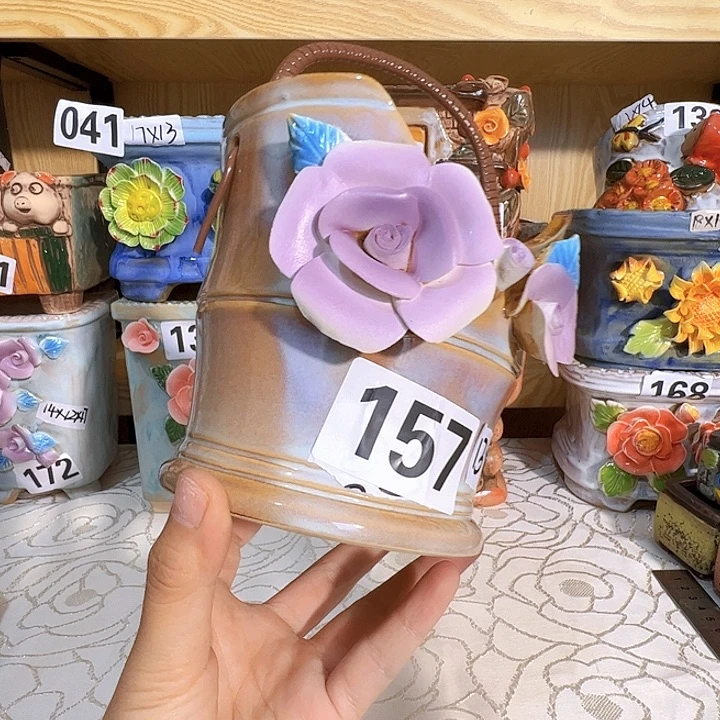 陶瓷多肉花盆满15包邮