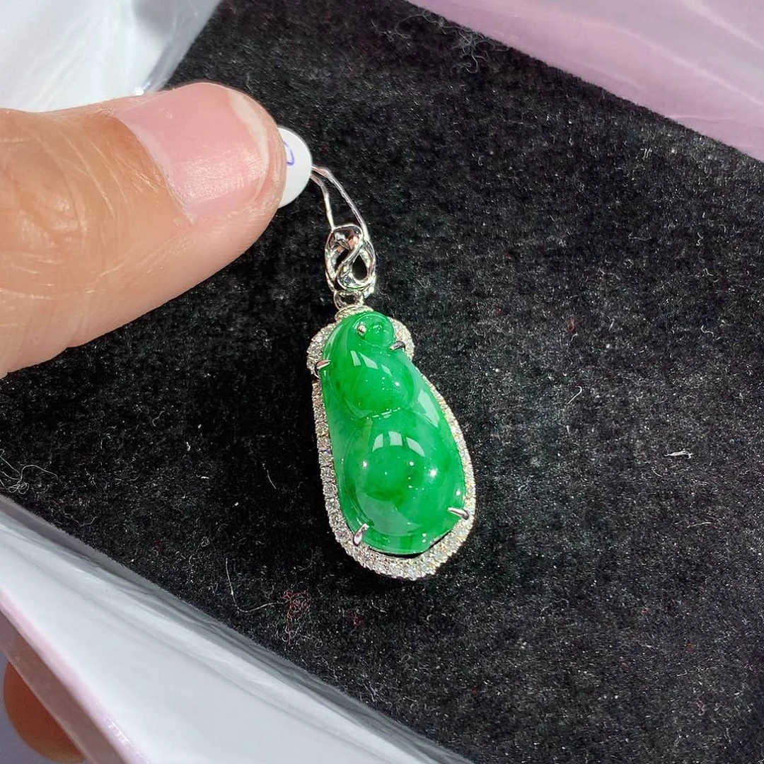 翡翠吊坠(赠链)18K金镶嵌