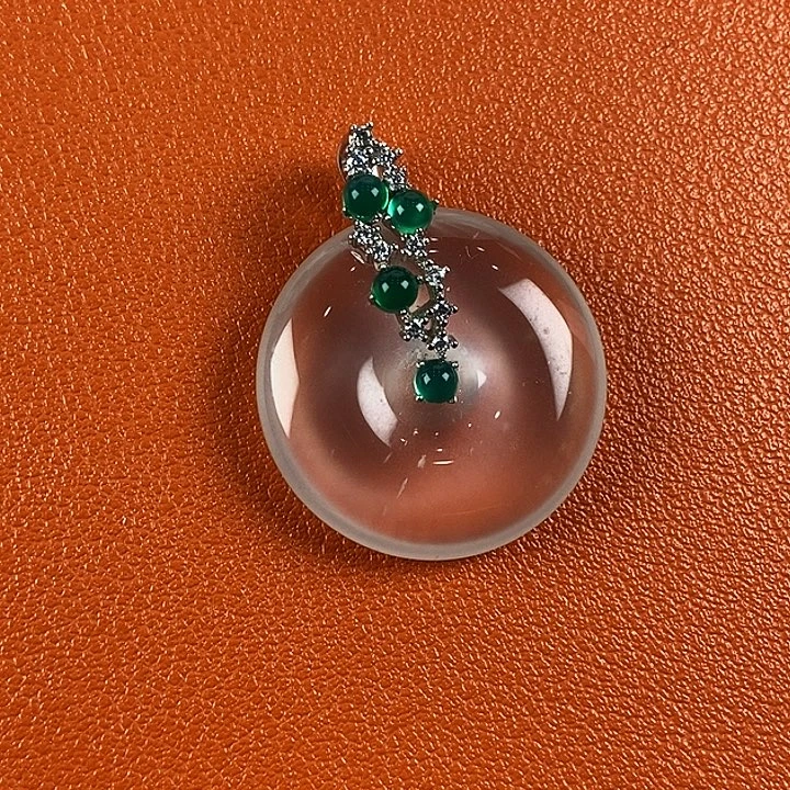 石英质玉银S925镀金镶嵌吊坠