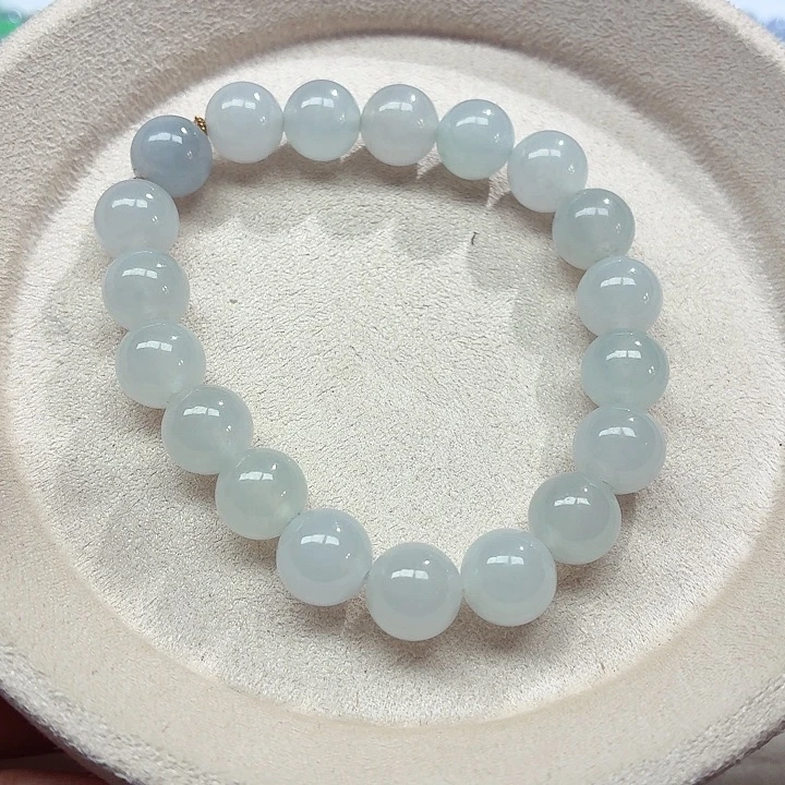 翡翠18K金镶嵌手链天然缅甸翡翠A货卡10