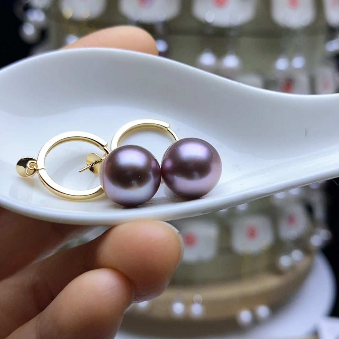 淡水珍珠耳饰银S925镶嵌安*