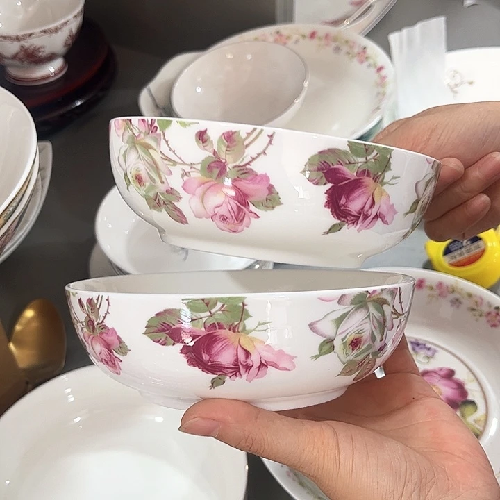 杯微瑕骨瓷碗两只装韩式玫瑰