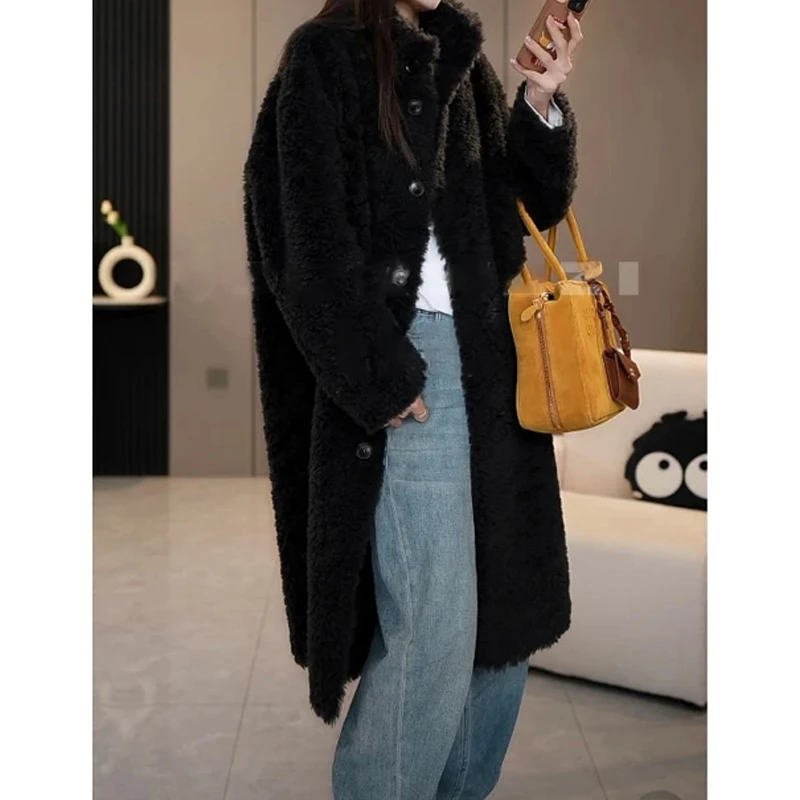 2024年新款冬季气质长款高级感百搭简约时尚休闲女士毛毛外套