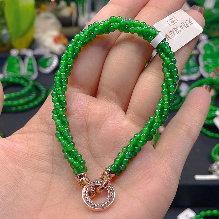 未镶嵌手链翡翠天然A货翡翠阳绿麻花手链3