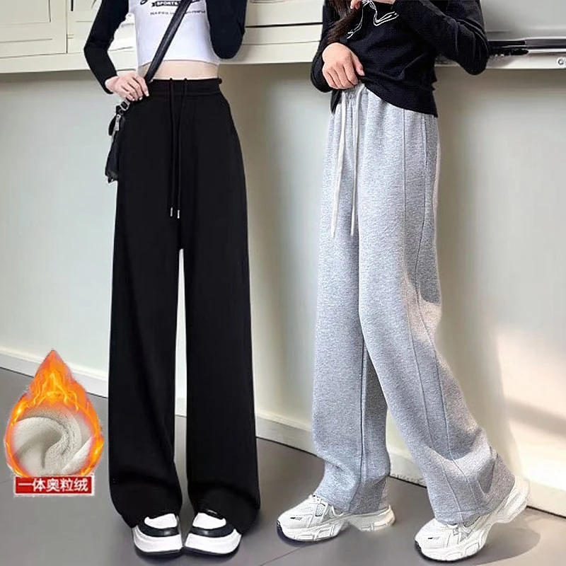 女童裤子秋冬2025女孩宽松直筒运动裤大童春秋卫裤儿童休闲阔腿裤