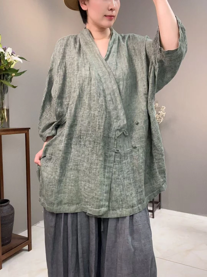 慵懒风茶服100汉麻（衣长70公分 胸围140公分）