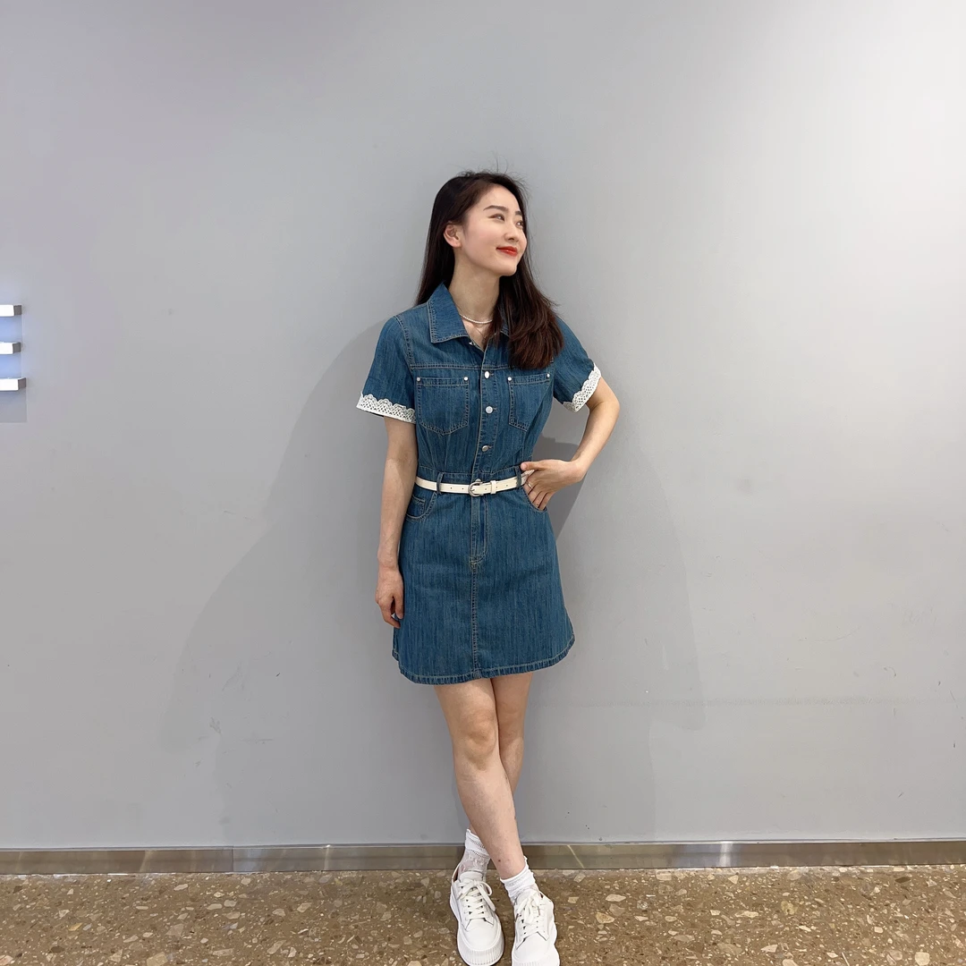 牛仔连体衣夏季新款女装牛仔连衣裙收腰百搭气质小个子中长裙B235