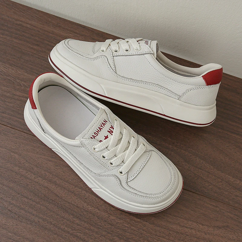 头层牛皮一脚蹬浅口小白鞋女夏季薄款小单鞋厚底轻便防滑休闲板鞋