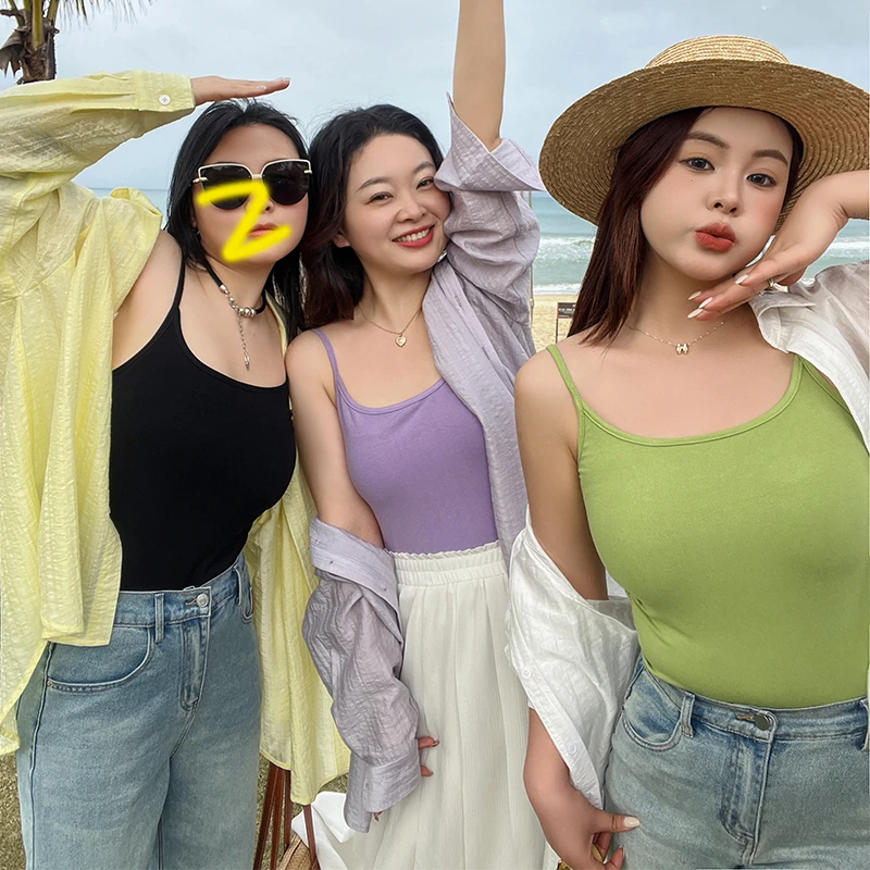 大码百分百春夏季韩版薄款基础通勤打底吊带背心露背外穿纯色0327