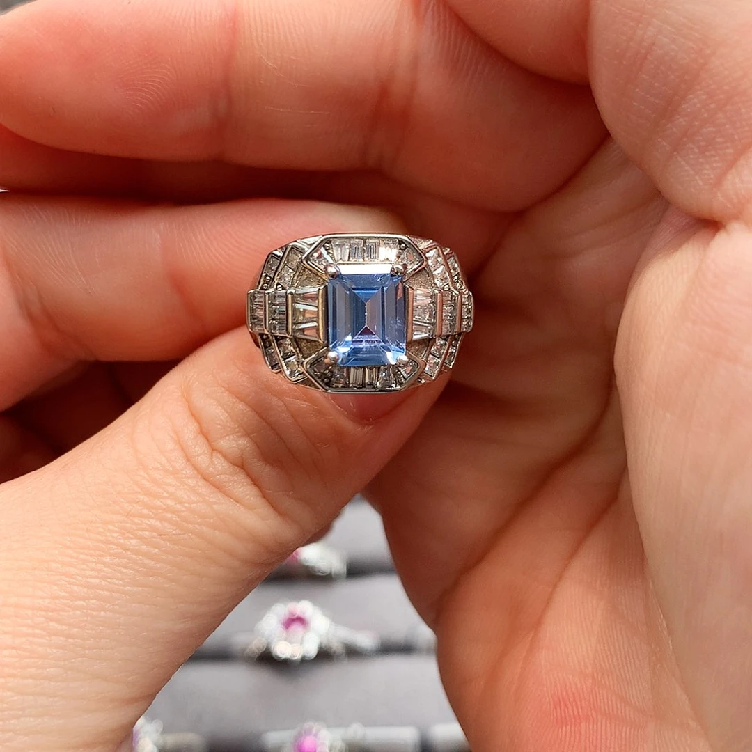 银S925镶嵌戒指托帕石花***庆