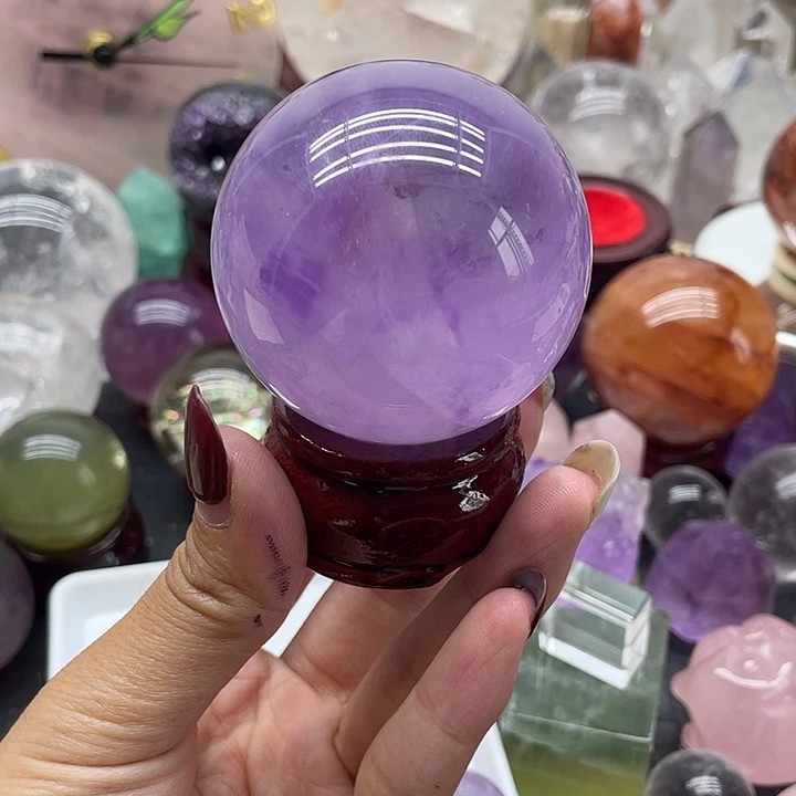 张***鹅未镶嵌珠宝半成品水晶24紫水晶球5.2m