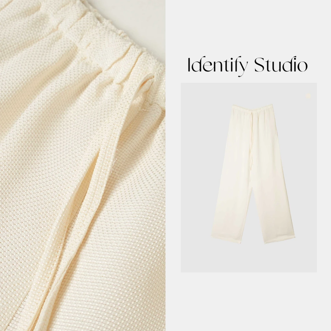 IDENTIFY“松弛”夏季新款休闲百搭松紧腰抽绳人丝直筒裤25SS
