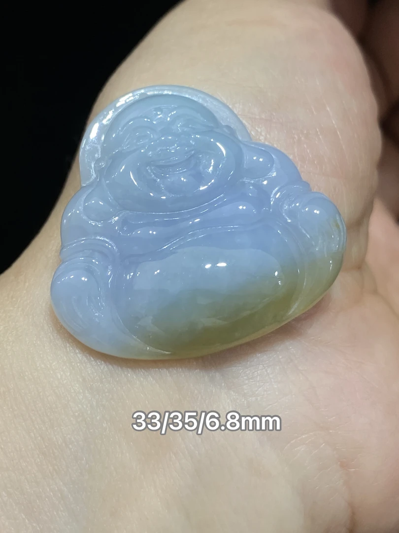 缅甸翡翠A货黄翡佛公吊坠挂件项坠大肚佛肚里藏金天然玉石包邮证