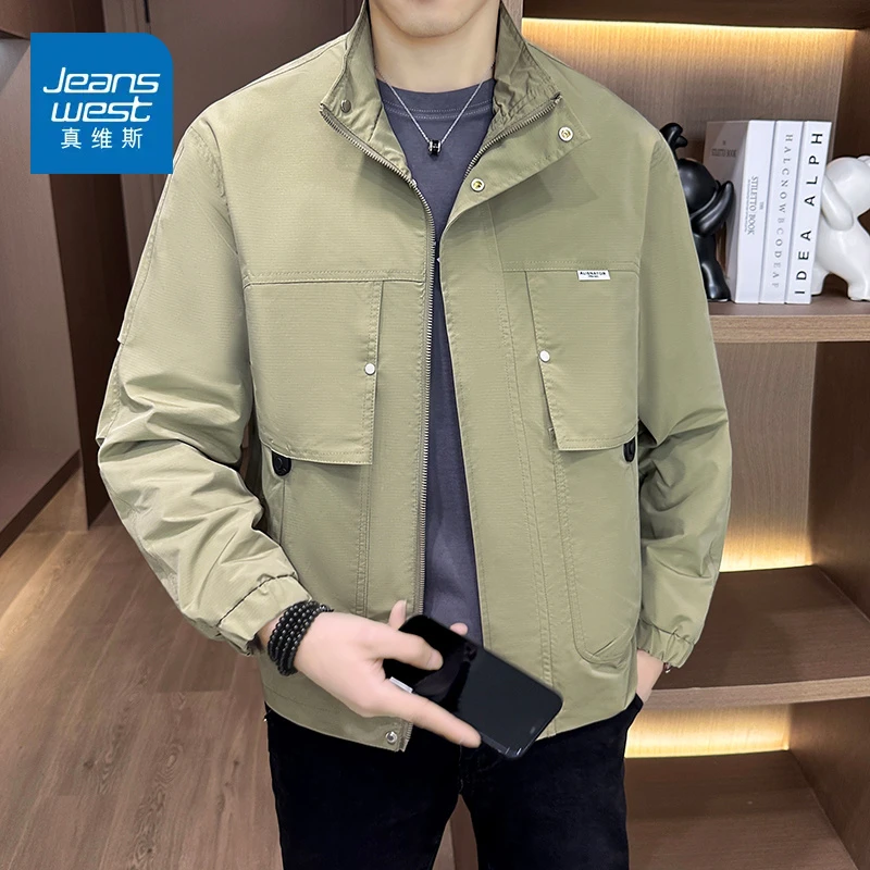 真维斯2025立领简约休闲夹克外套男士春秋季新款男款冲锋衣上衣男