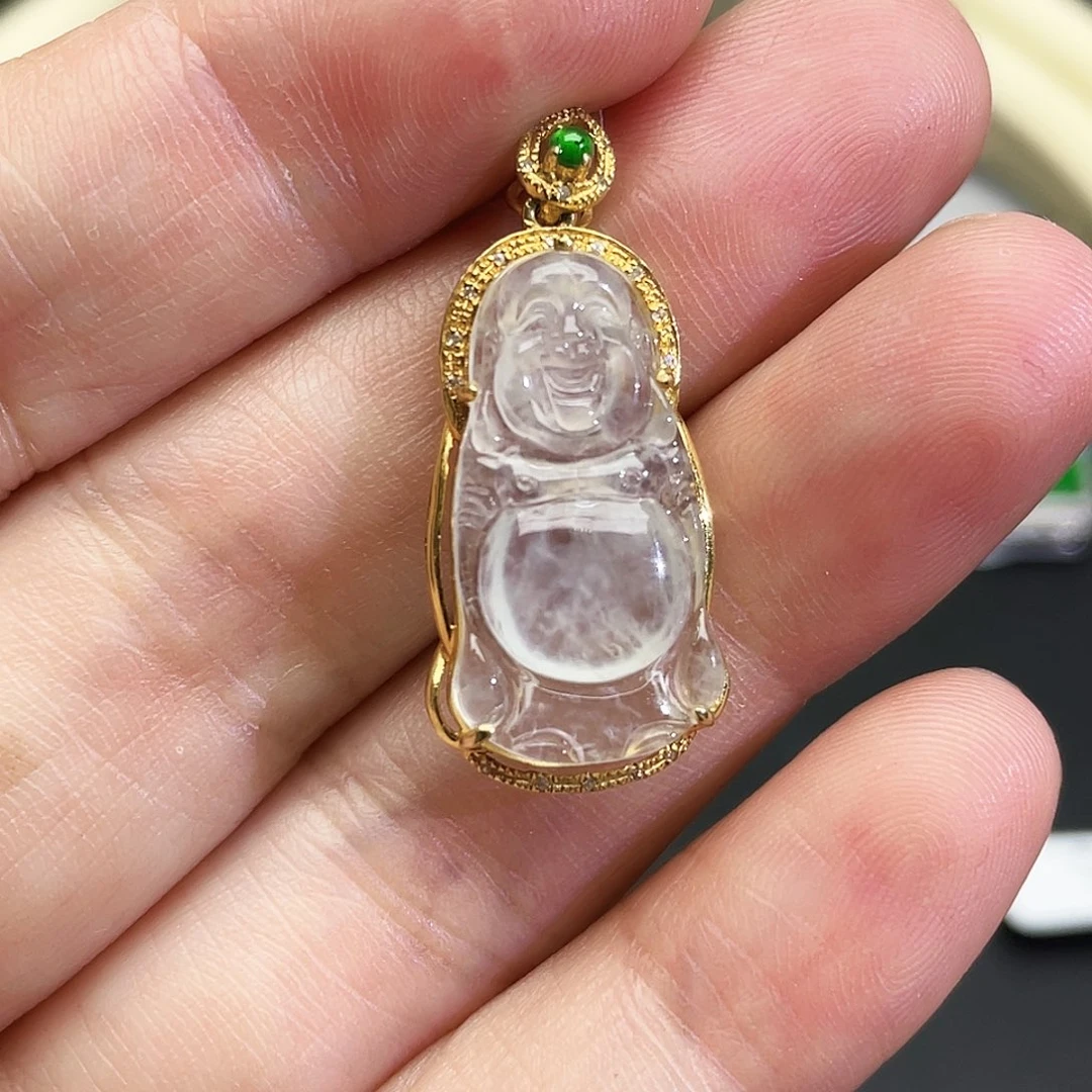 翡翠18K金镶嵌吊坠(不含链)