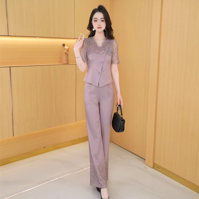 【两件套】夏季时尚女神修身洋气宽松气质休闲百搭显瘦减龄女装套裤