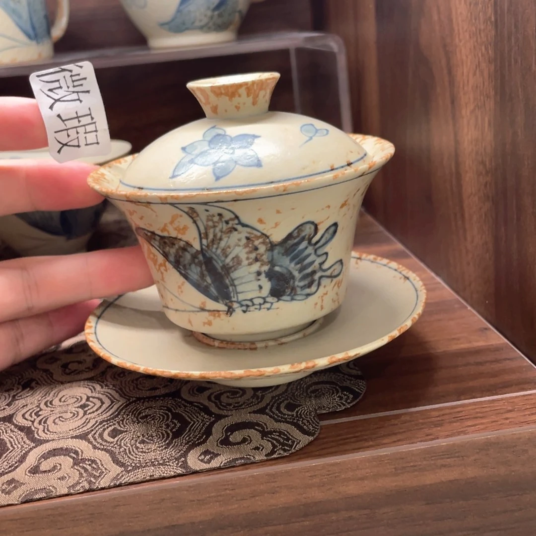 釉下手绘茶具微瑕