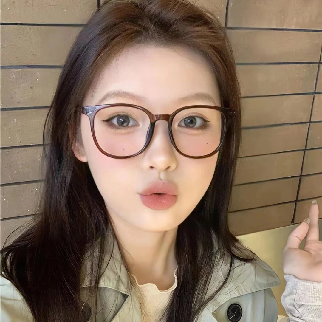 栗子棕轻近视眼镜女有度数学生男显瘦防蓝光辐射素颜神器轻韩版