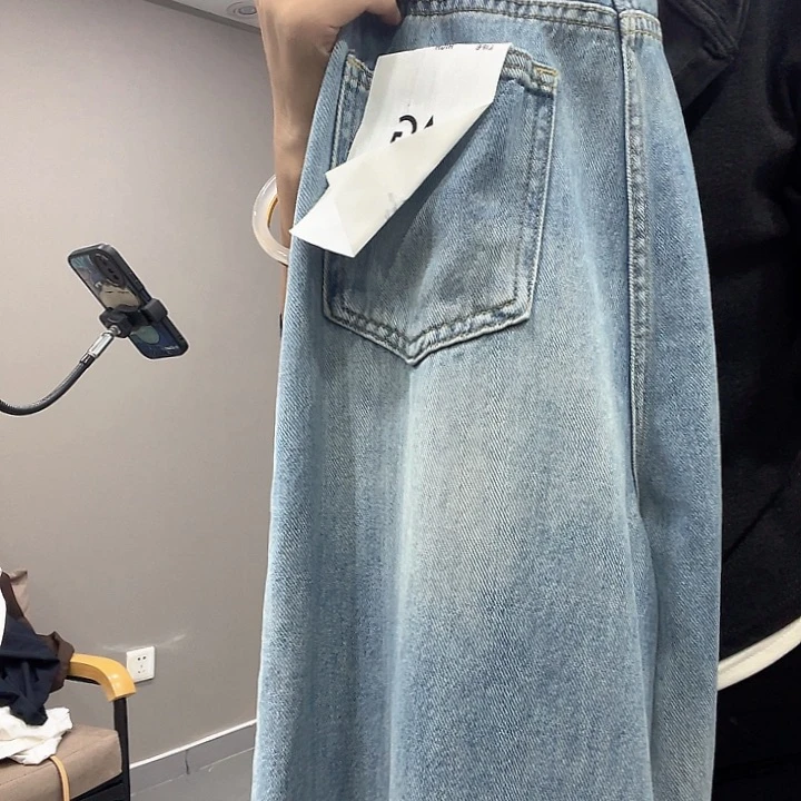 开*?切线牛仔拖地裤L