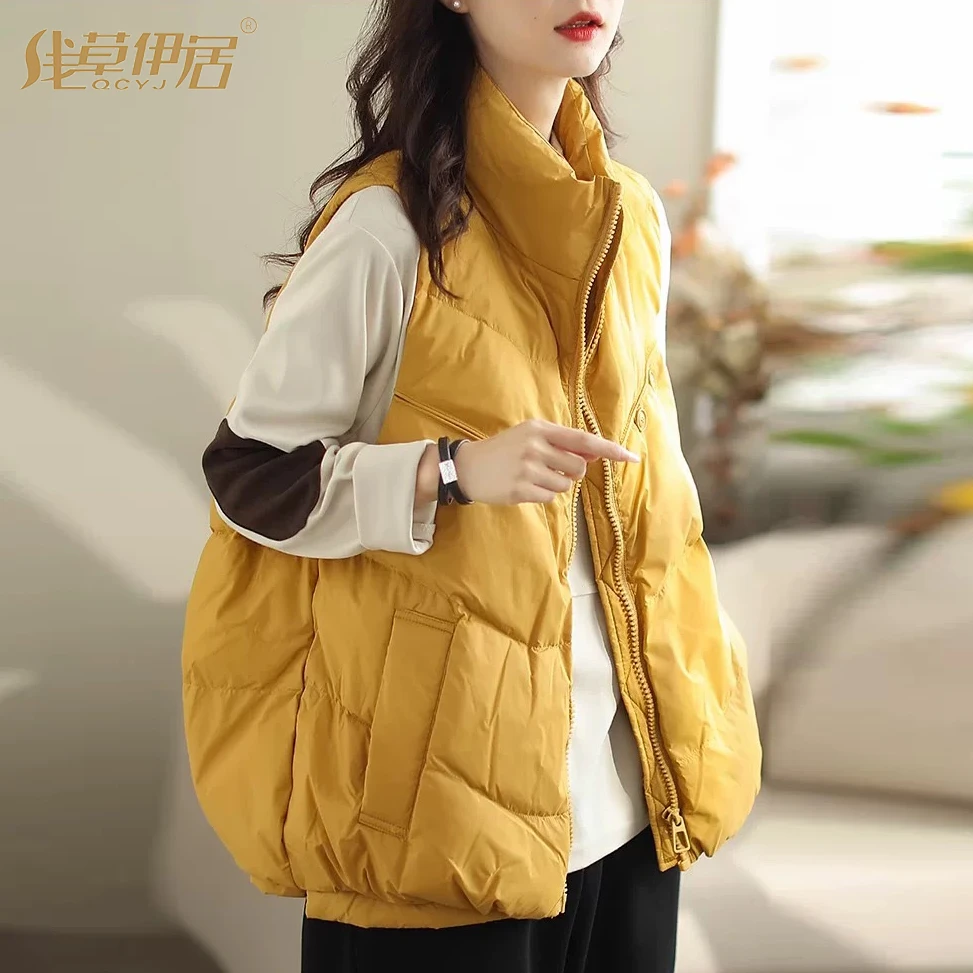 浅草伊居2025新款白鸭绒羽绒服马甲外套立网红休闲加厚冬季网红