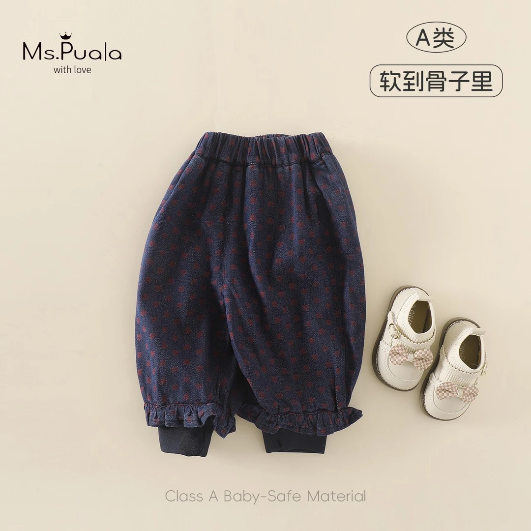 【Ms.Puala心动记号】婴幼儿童装裤子秋冬季女宝宝加绒束脚休闲长裤