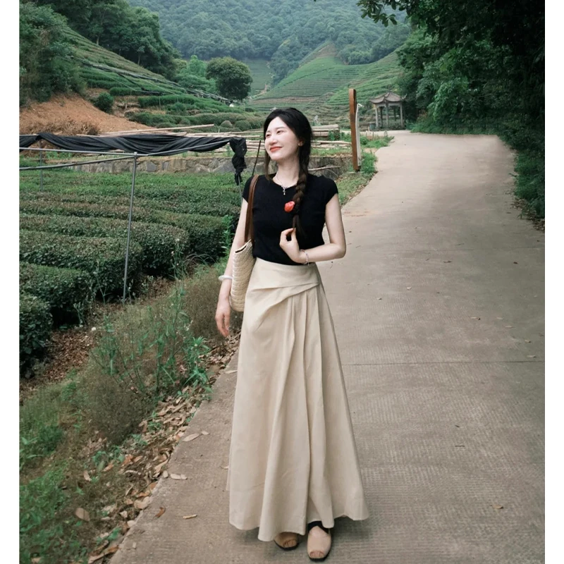 山本半身裙女2025新款夏季高腰收腰长裙子半裙垂感伞裙长款高级感
