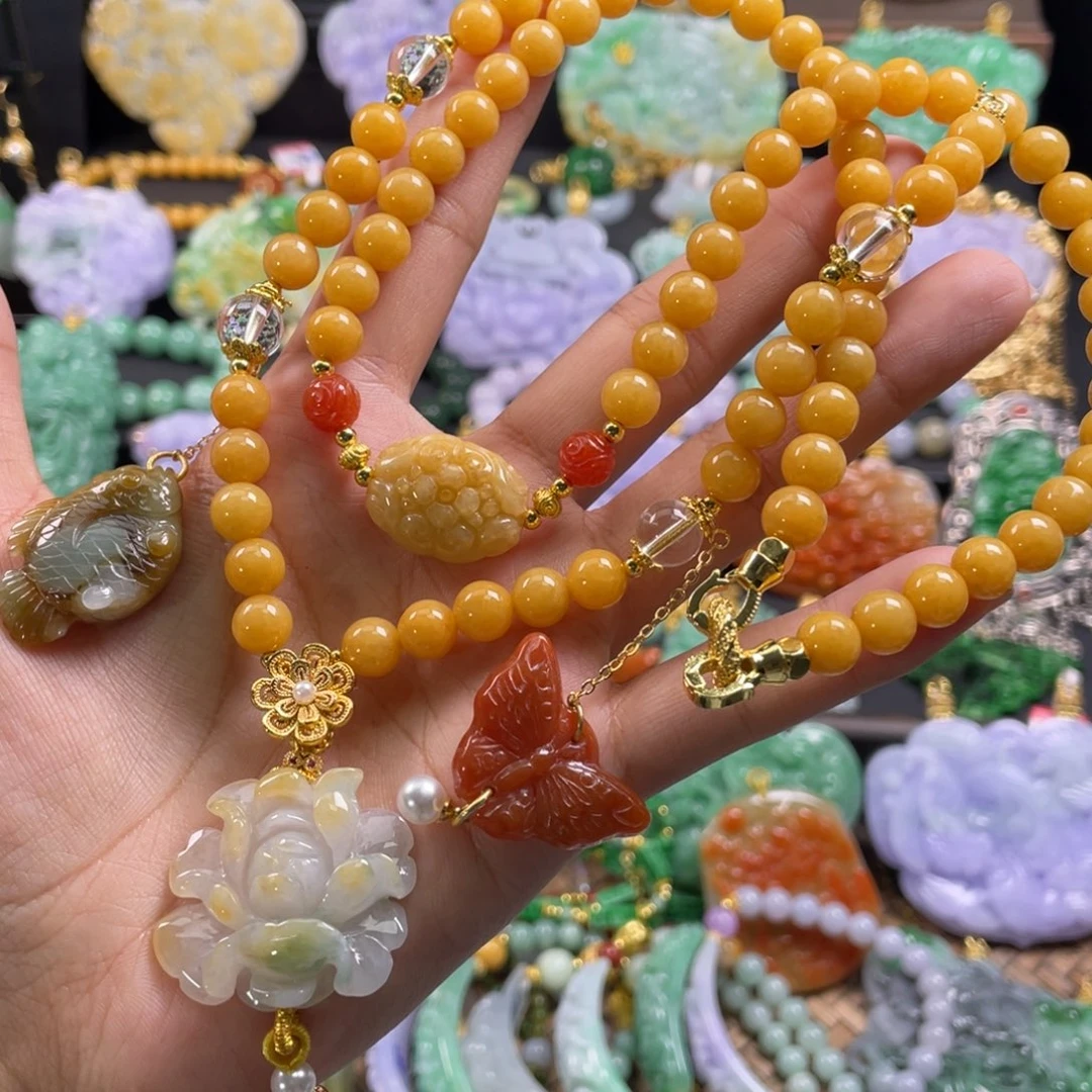 翡翠未镶嵌颈饰代编织