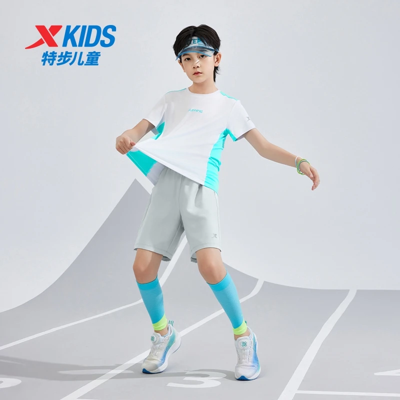 特步儿童冬季透气短袖套装中大童时尚户外百搭运动装6752255A9358