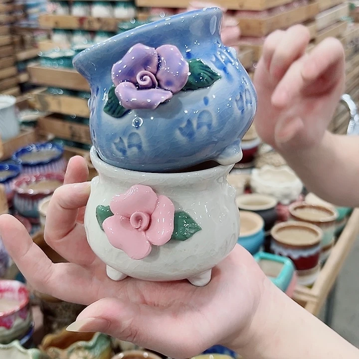 有孔.凑单10元陶瓷花盆发货！