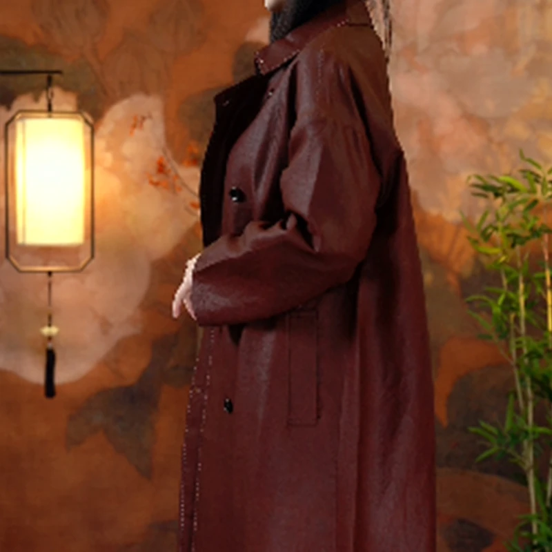 【凤禧】100桑蚕丝皮子料红云纱风衣23237