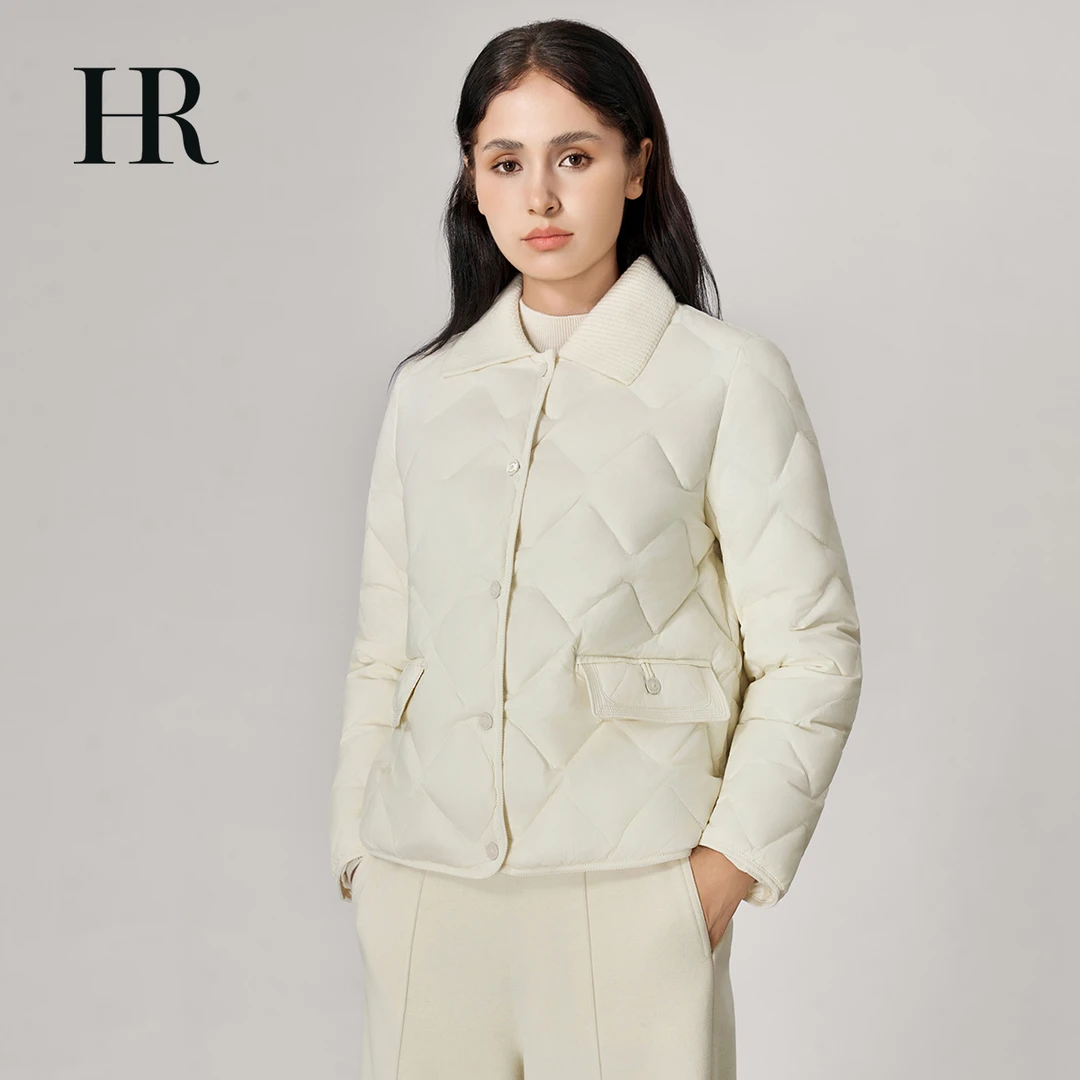 【HR赫莲娜】女装90白鸭绒多巴胺轻暖菱格保暖简约时尚羽绒服-