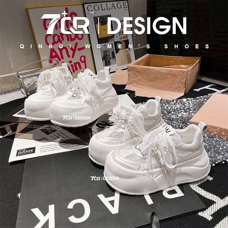 7+QR芭蕾风珍珠蝴蝶结厚底百搭运动休闲鞋 MLX-801