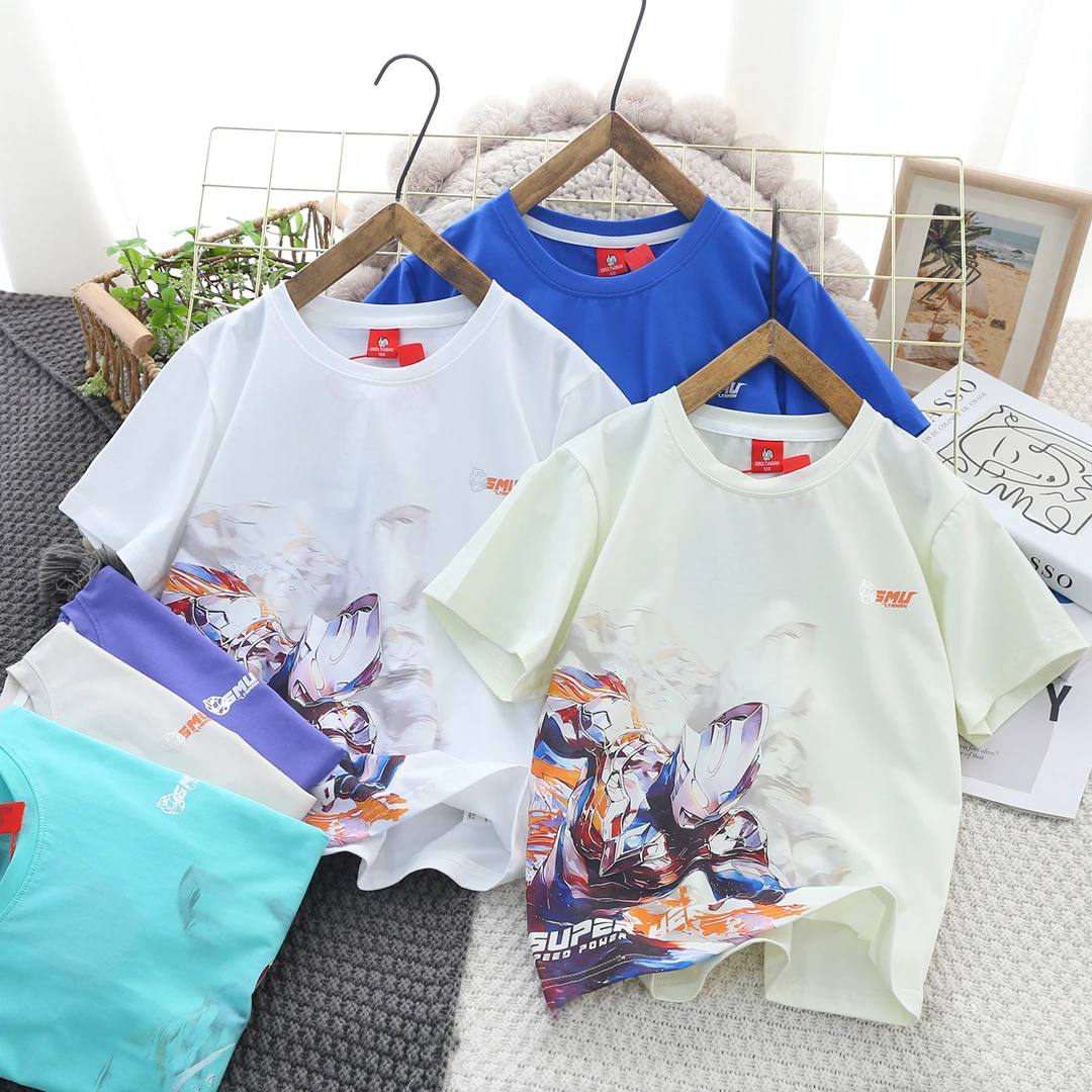 小黄鸭奥特曼新款夏季短袖T恤薄款25年透气亮灯半袖上衣