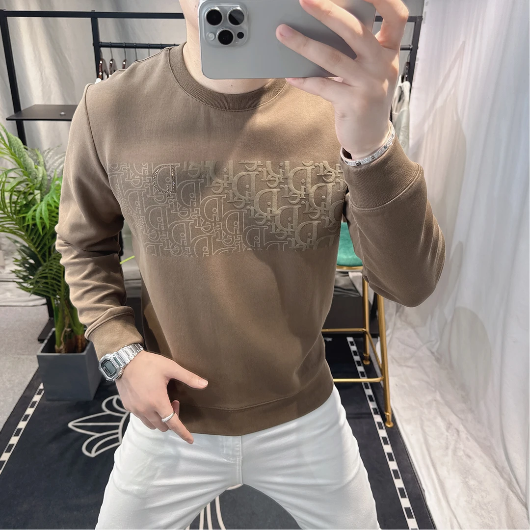 秋冬欧洲站男士长袖大牌设计感个性卫衣潮流百搭烫钻圆领上衣2025